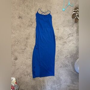 Split Thigh Lace Up Backless Halter Neck Open Back Dress :)